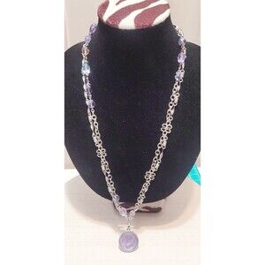 Kirks Folly Pendant Necklace Love Never Dies Aurora Borealis Crystal Lavender
